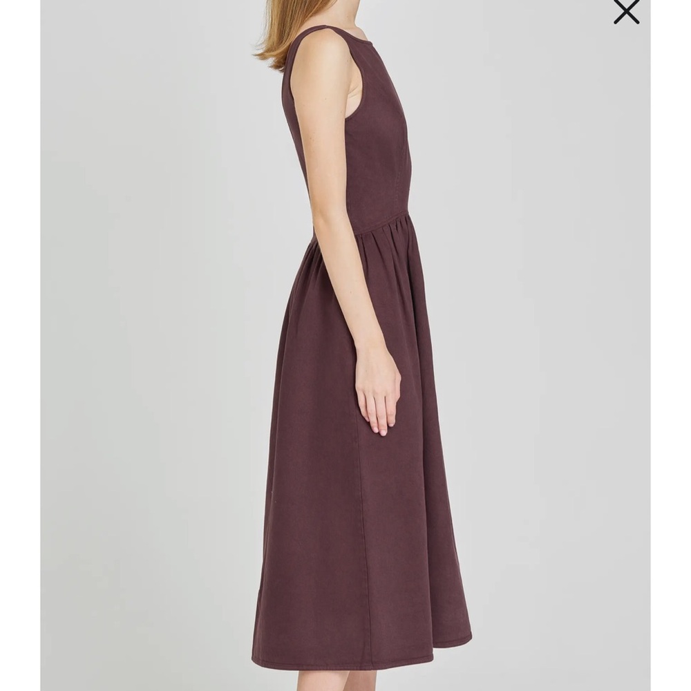WAYF Amelia Denim Midi Dress Brown Women’s Medium 🤎 - Picture 3 of 11